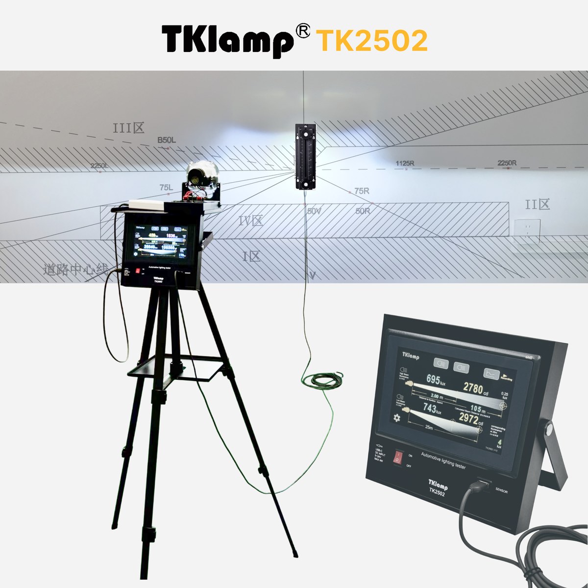 TKlamp 车灯照度测试仪 TK2502 车灯照度测量设备